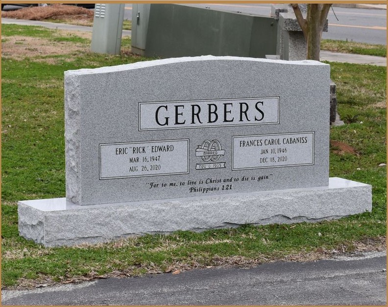 A wide grey companion upright monument lettered GERBERS